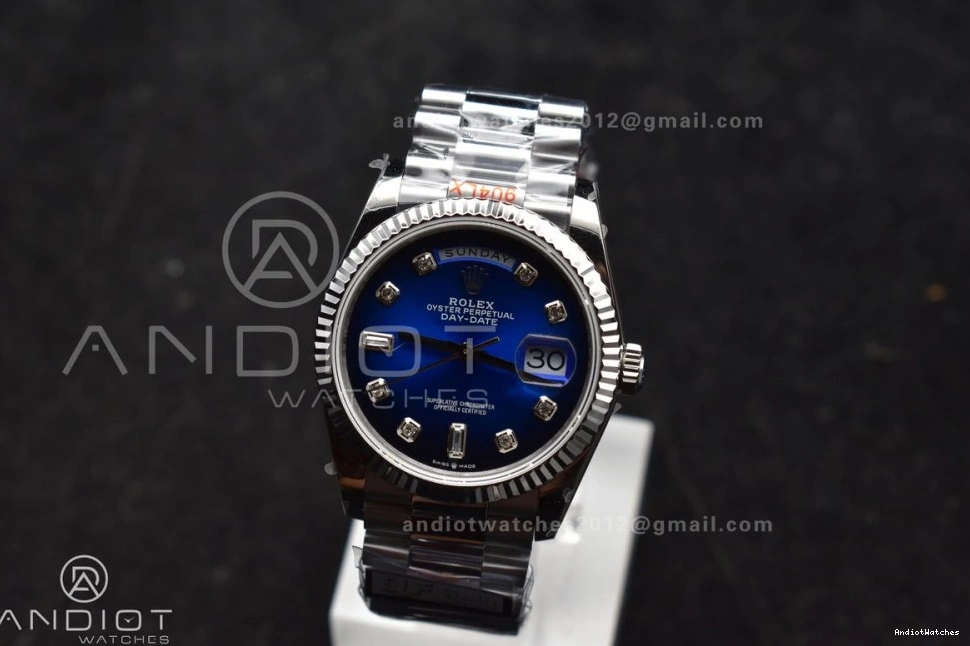 Blue DayDate SS Best Steel (Gain 36 904L Weight) 677 on vr3255 Diamond V5 Bracelet QF President FlexibleFit Dial Edition 0716